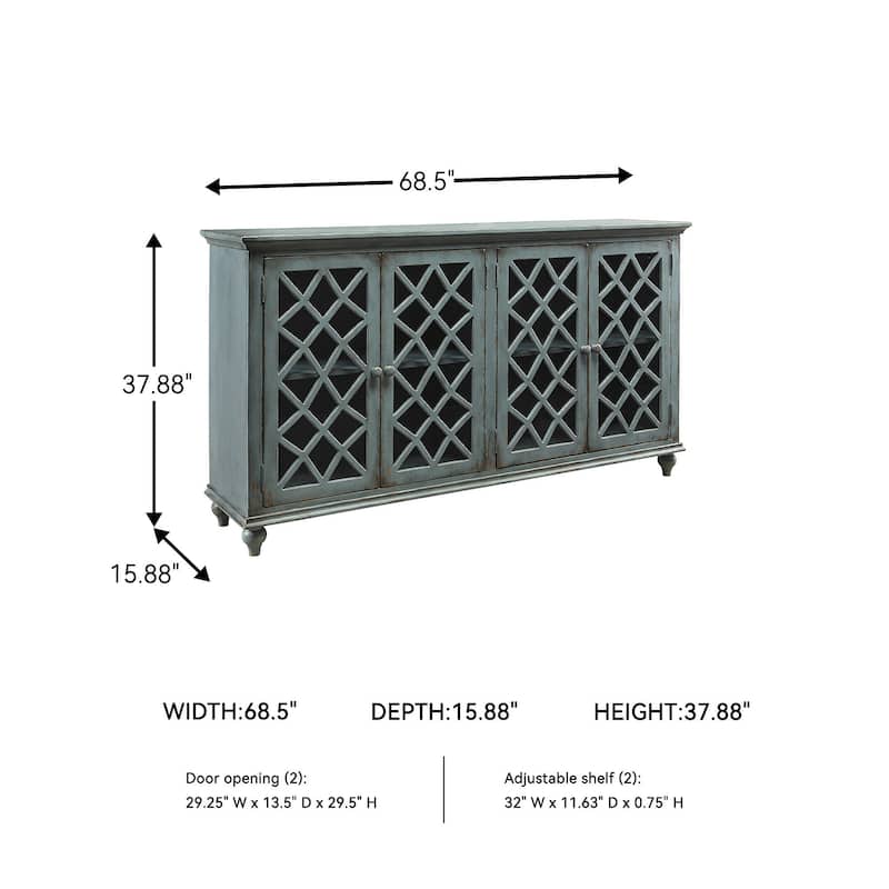 Signature Design by Ashley Mirimyn Blue Accent Cabinet - 68.5" W x 15.88" D x 37.88" H