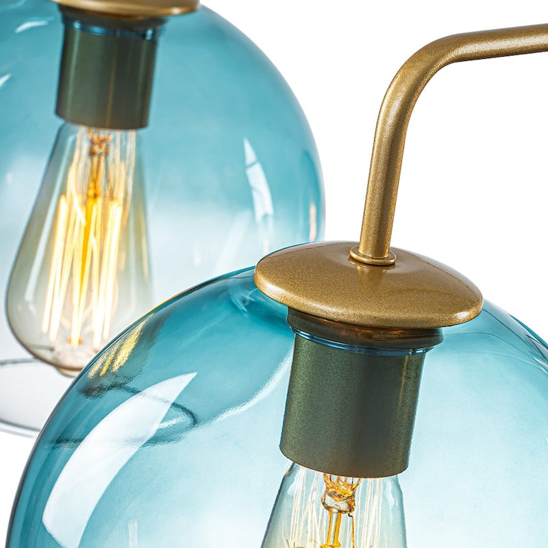 Mid-century 5-Light Glass Globe Bubble Round Chandelier - 35in Wide