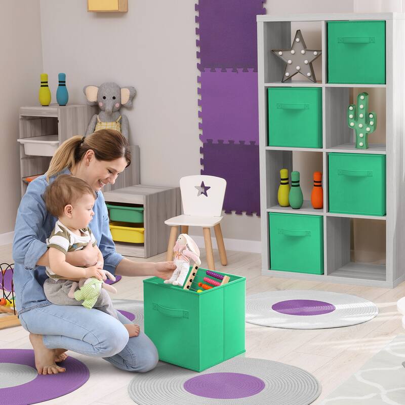 Sorbus Fabric Storage Bins 13" Foldable Cubes With Handles For Pantry, Cubbies, Toy And Closet Shelving Organization - 6Pk