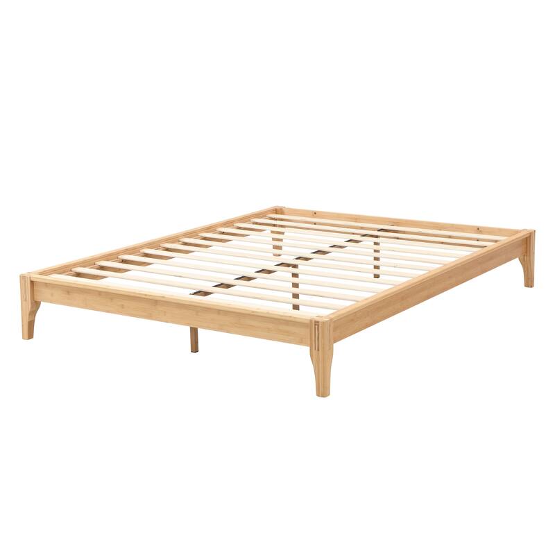Open Frame Bamboo Platform Bed Frame, No Box Spring Needed, King Queen Full