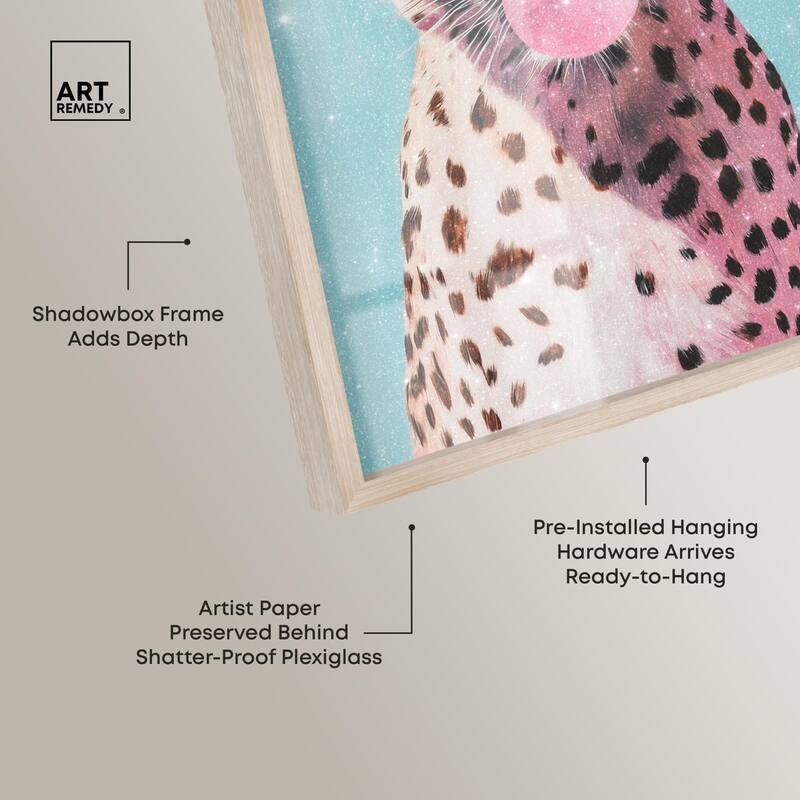 Pastel Cheetah Bubblegum Shadowbox by Art Remedy