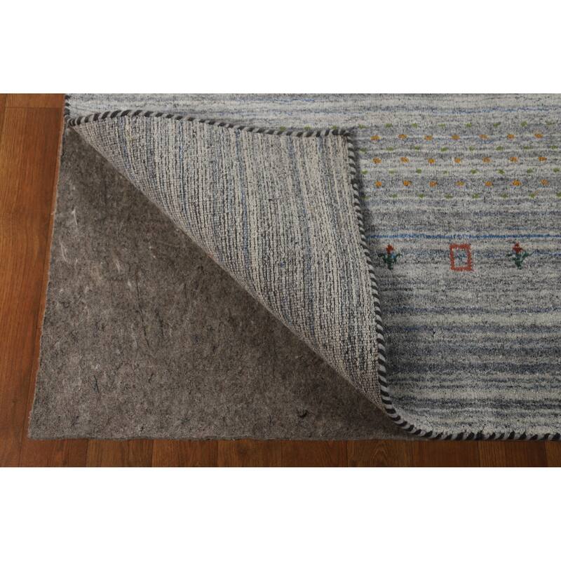 Hand Knotted Oriental 100% Wool Carpet Tribal Tribal Greys & Charcoal Gabbeh Area Rug - 9' 9'' X 8' 1''