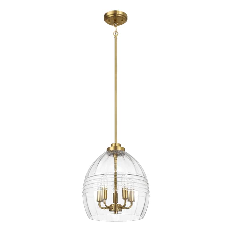 Pendant Chain Hanging Light with Clear Glass - Satin Brass