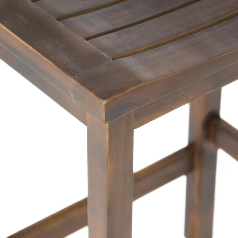 2-Pack Outdoor Acacia Wood Counter Height Bar Stools