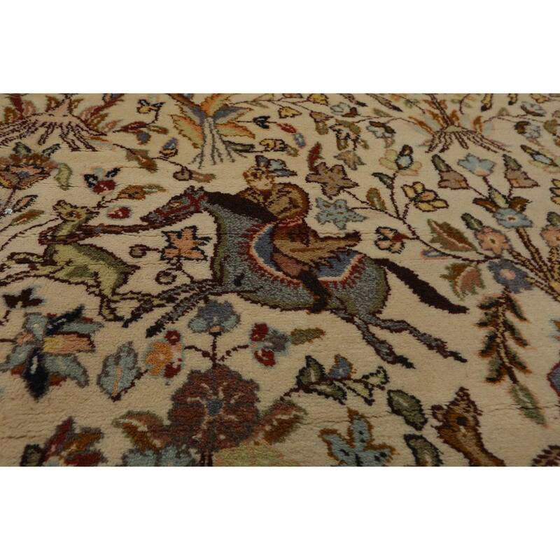 9x13'9'' Hand Knotted Ivory Wool Traditional Vintage Area Rug - 9' x 13' 9''