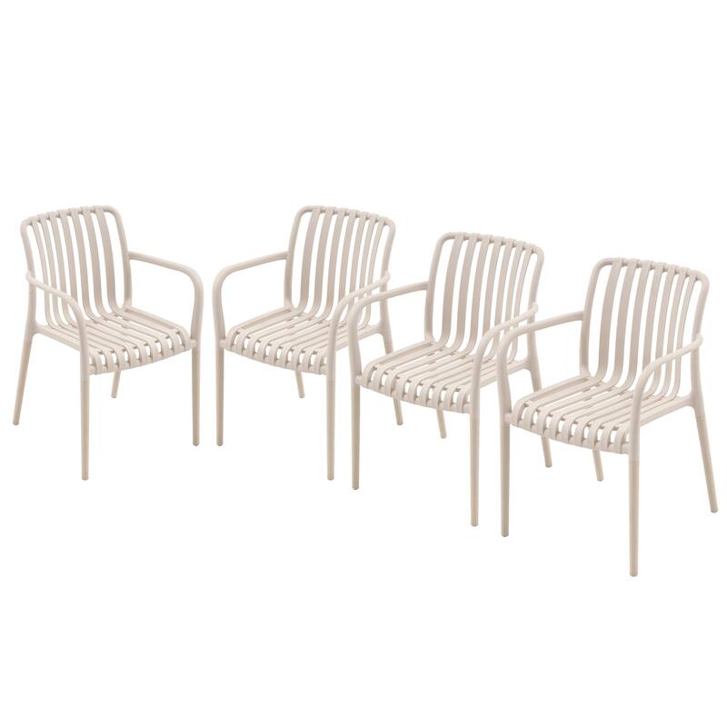 Outdoor Stackable Plastic Chairs Dining Chair Set 4-Piece Lightweight Armchair