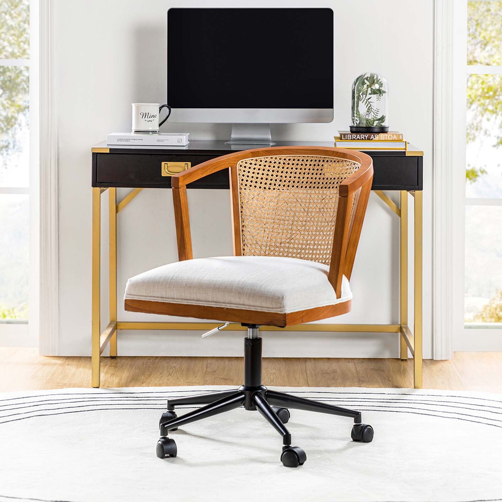 Desk chair rattan online
