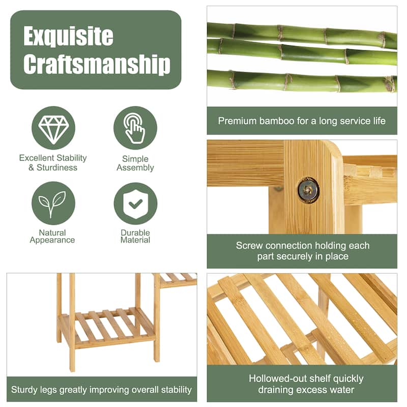 Costway Bamboo 11-Tier Plant Stand Utility Shelf Free Standing Storage