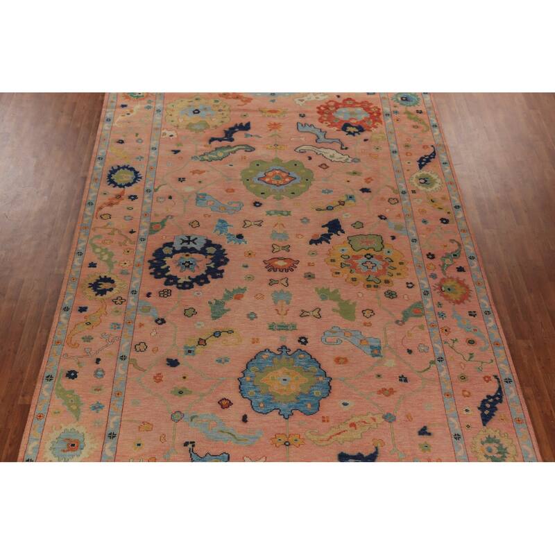 All-Over Floral Oushak Indian Large Rug Handmade Wool Carpet - 9'0"x 18'0"