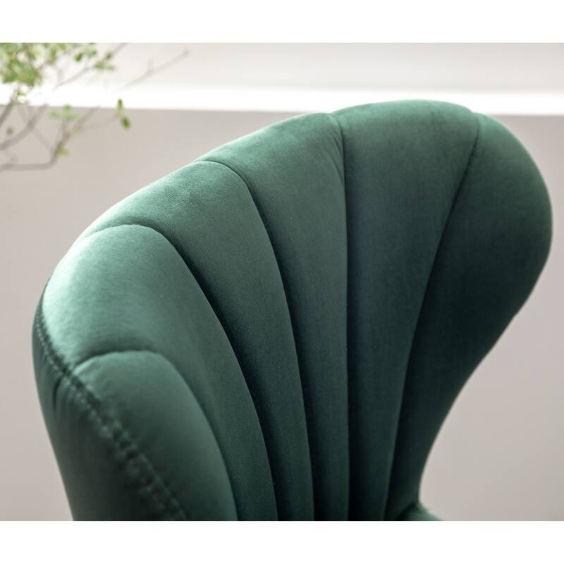 Set of 2 Green Swivel Barstools Island Upholstered Dining Chair