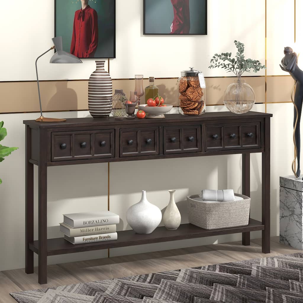 Harper & Bright Designs Rustic 4-drawers Long Entryway Console Table