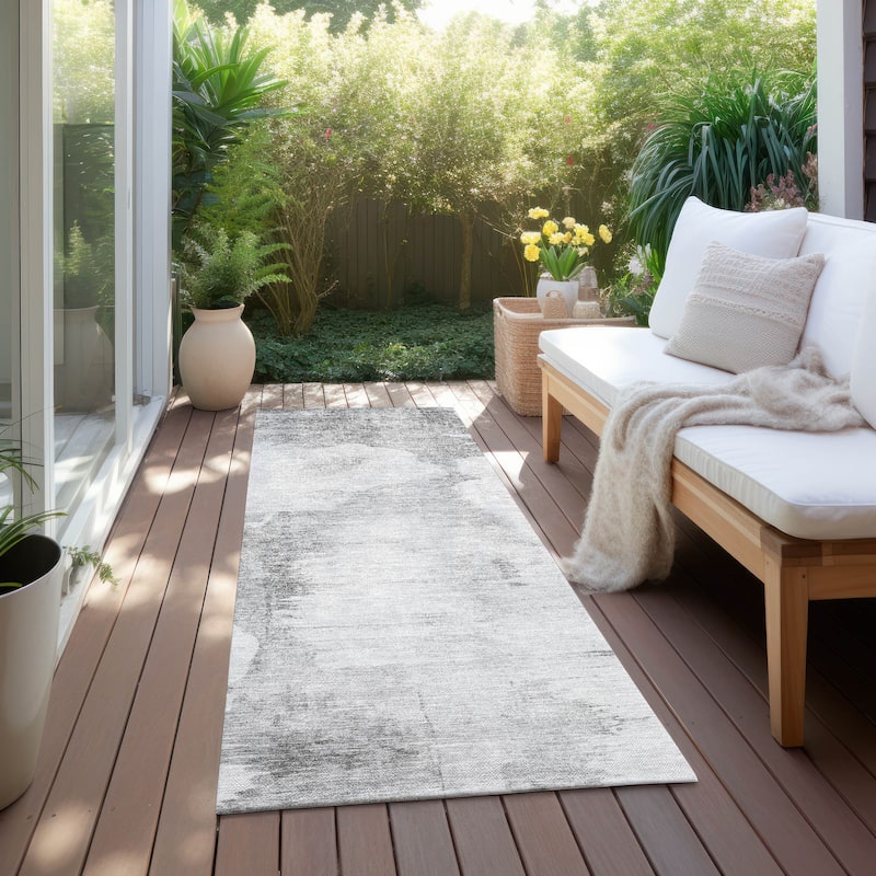 Machine Washable Indoor/ Outdoor Chantille Abstract Cloud Rug