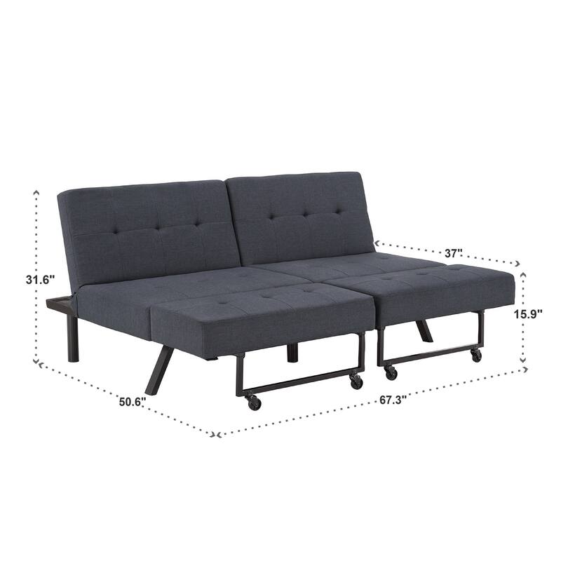 Palatka Full 80" Wide Tufted Fabric Convertible Futon by iNSPIRE Q Classic
