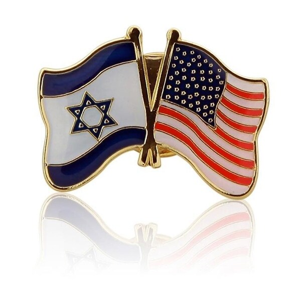 B "USA & ISRAEL" FLAG PIN 2 X 1.5 CM Min 10