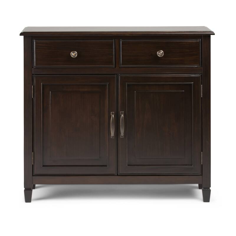 WYNDENHALL Hampshire Solid Wood 42 inch Wide Storage Bench and 40 inch Wide Storage Cabinet in Dark Chestnut Brown