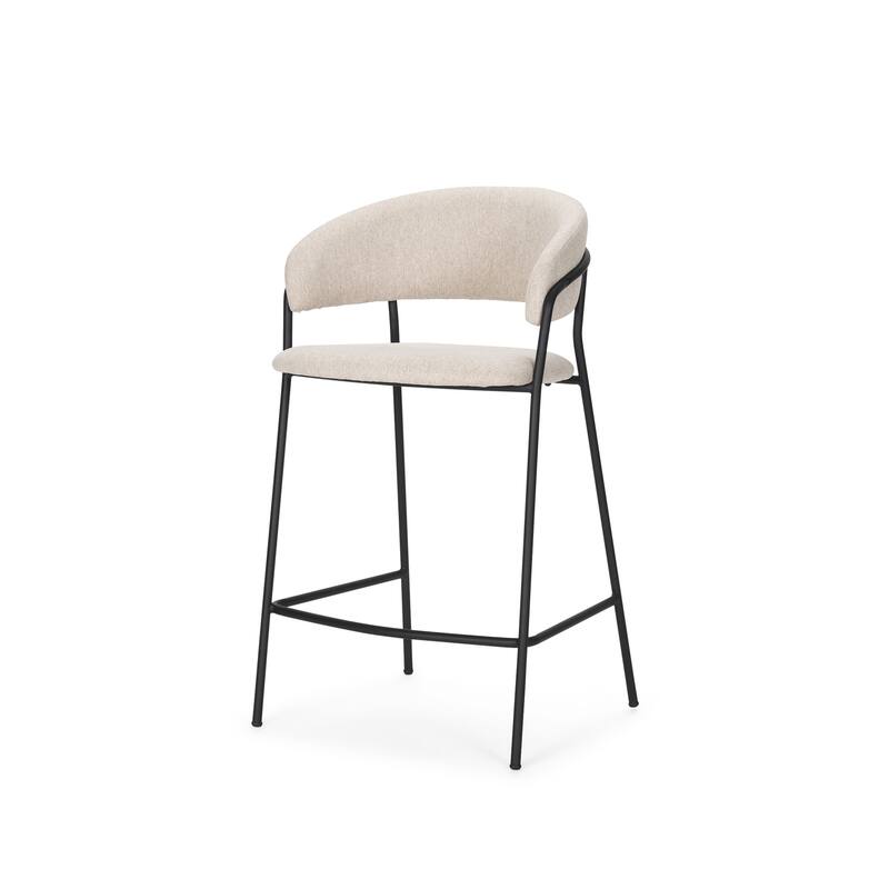 Carolyn Counter Stool w/ Gray Fabric & Matte Black Metal