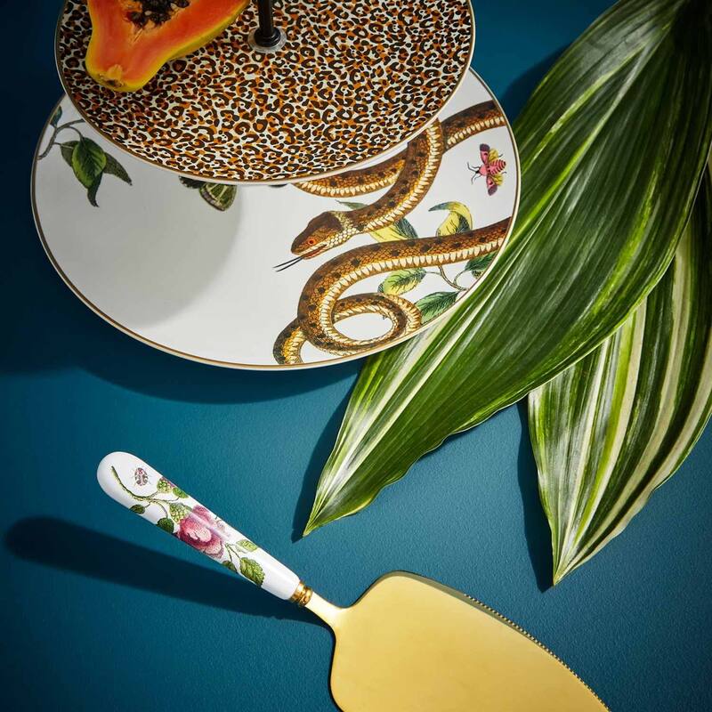 Spode Creatures of Curiosity Collection Cake Server with Floral Motif - 11" x 1.75"