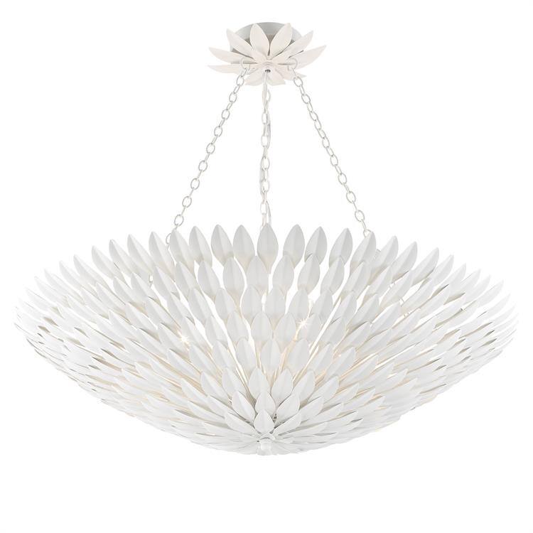 Broche 8 Light Matte White Chandelier - 30'' W x 12'' H