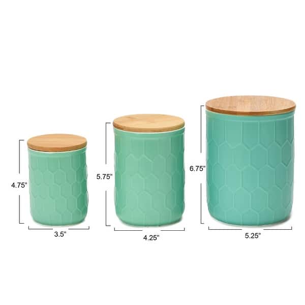 Set of 3 Mint Green Canisters with Bamboo Lids Bed Bath & Beyond