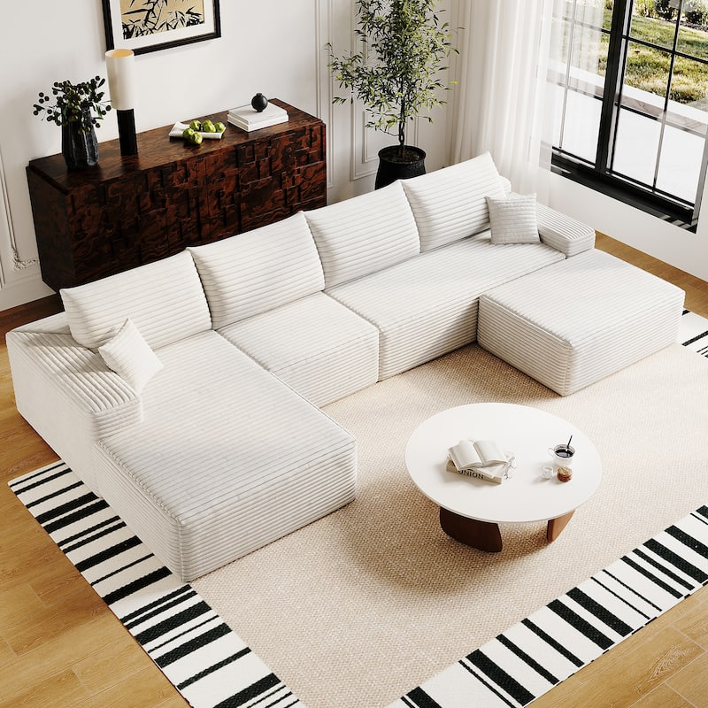 Modular U-shaped Sectional Sofa Symmetrical Deep Seat Sectional Couch with Left Facing Chaise Lounge and Ottoman