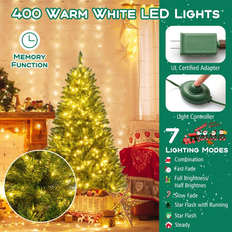 Costway 5/6/7 FT Artificial Christmas Tree with 510/814/990 Branch - See Details - Green