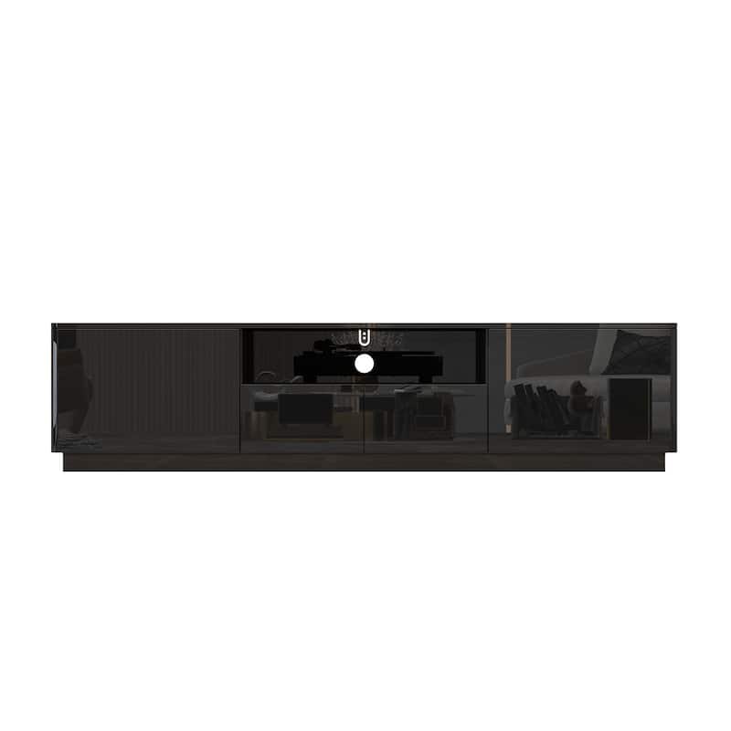 TV Stand LED Light High Gloss White TV Stand LED Entertainment Center