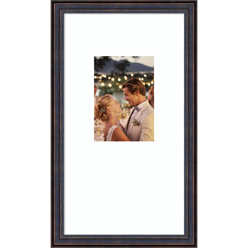 Dark Bronze Scoop Framed Picture Frame, Photo Frame - 10x18 Matted to 5x7