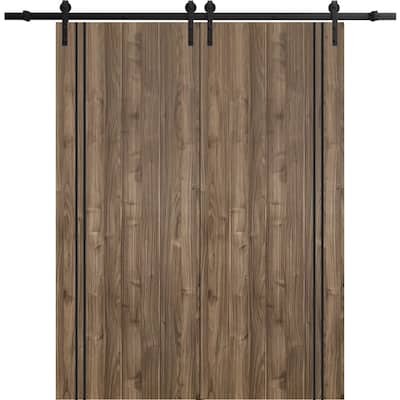 Sturdy Double Barn Door 36 x 80 with Planum 0016 Walnut with 13FT