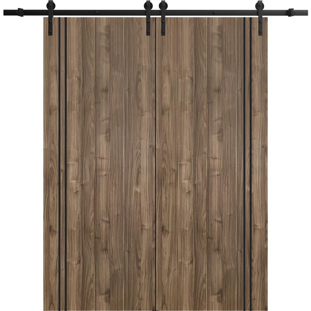 Sturdy Double Barn Door 36 x 80 with Planum 0016 Walnut with 13FT