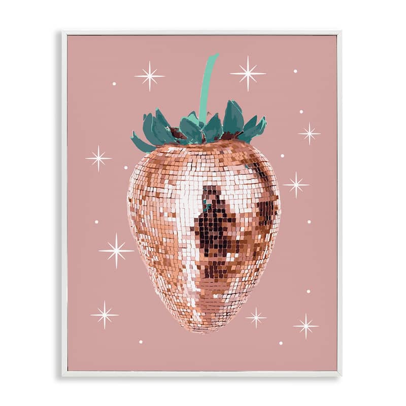 Stupell Luminous Glam Strawberry Framed Giclee Art Design By Lil' Rue - 24 x 30 - White