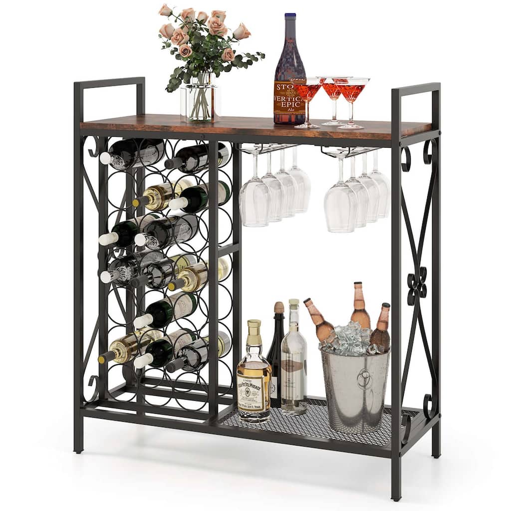 Costway 21 Bottle Wine Rack Freestanding Floor Wine Bottle Organizer - See Details