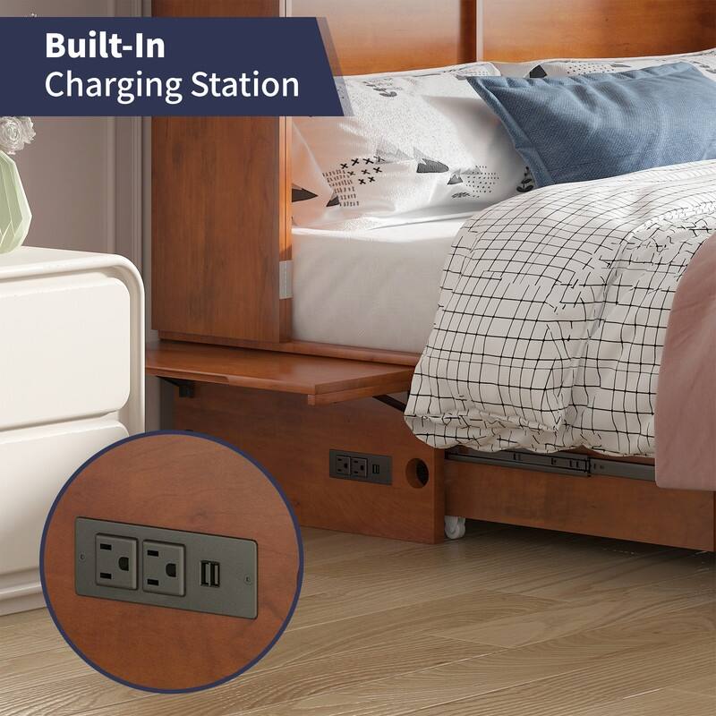 Mixoy Modern Murphy Bed Cabinet Chest with Mattress & Storage Platform