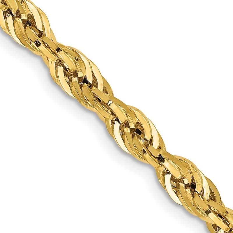 Curata 10k Yellow Gold 4.25mm Semi-solid Rope Chain Necklace (Lobster) Options: 16 18 20