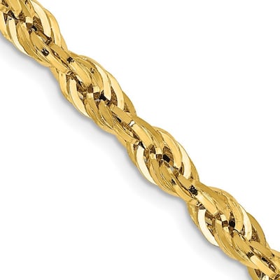 Curata 10k Yellow Gold 4.25mm Semi-solid Rope Chain Necklace (Lobster) Options: 16 18 20