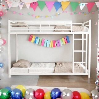 Metal Twin over Twin Bunk Bed with Heavy-duty Sturdy Metal