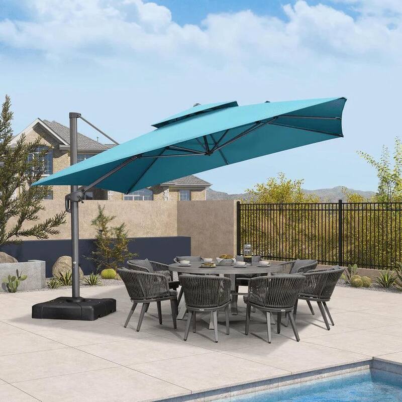 PURPLE LEAF Patio Cantilever Umbrella with 360 Degree Rotation