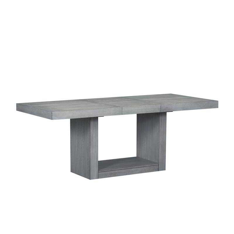 Contemporary Style 6-piece Extendable Pedestal Dining Table Set with Removable Leaf, 1 Bench and 4 Upholstered Chairs