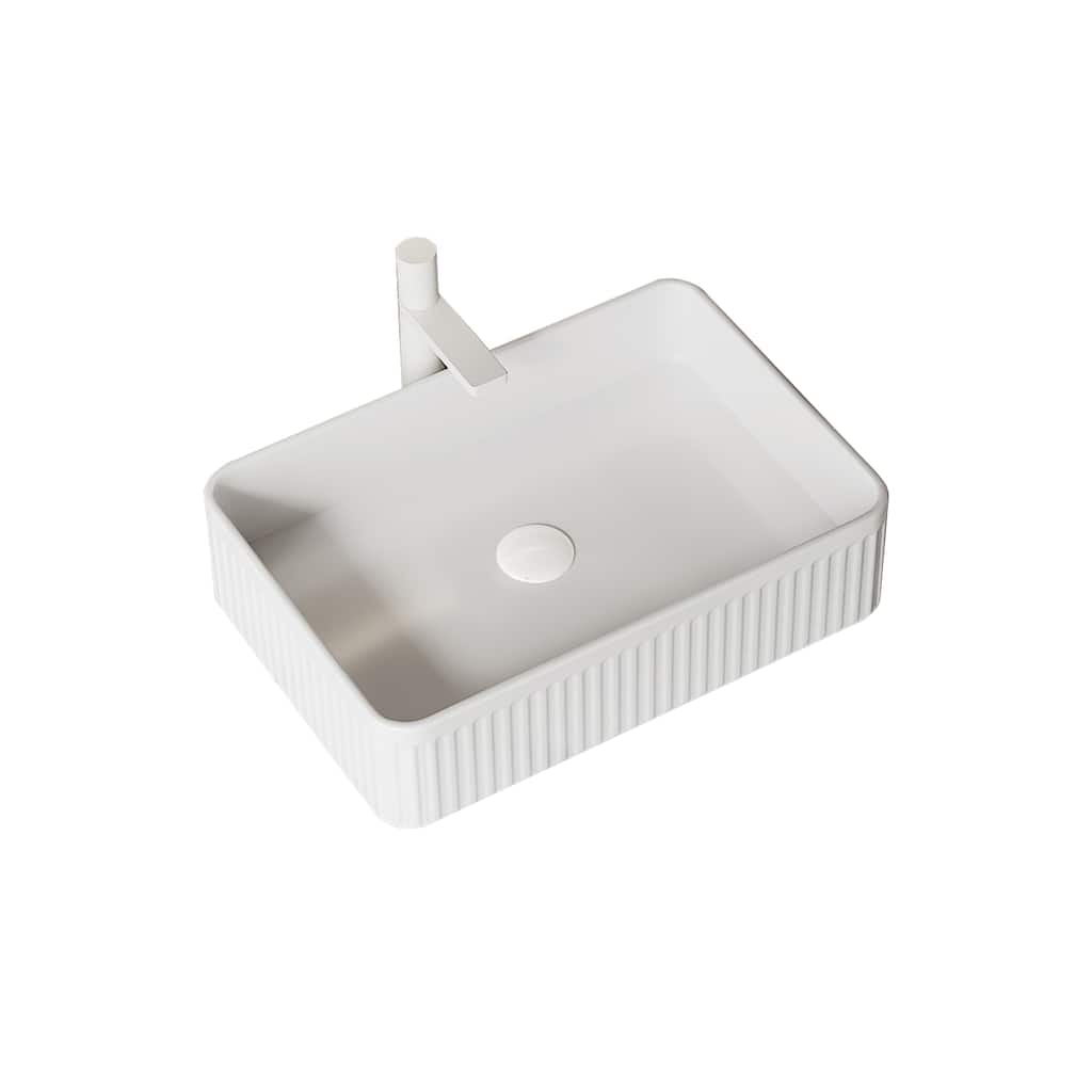 20" Bathroom Sink, Rectangular Striped Vessel Ceramic Basin without Faucet, NO Cabinet