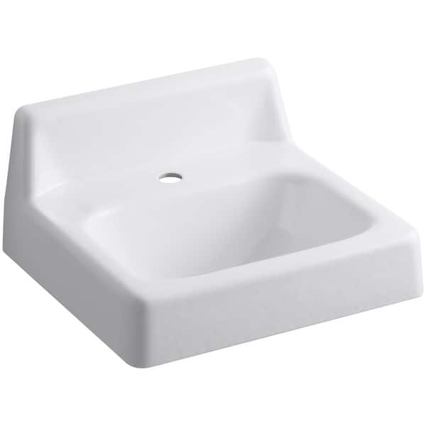 Shop Kohler K 2805 Hudson 15 Cast Iron Wall Mounted Bathroom Sink With 1 White Overstock 26872319
