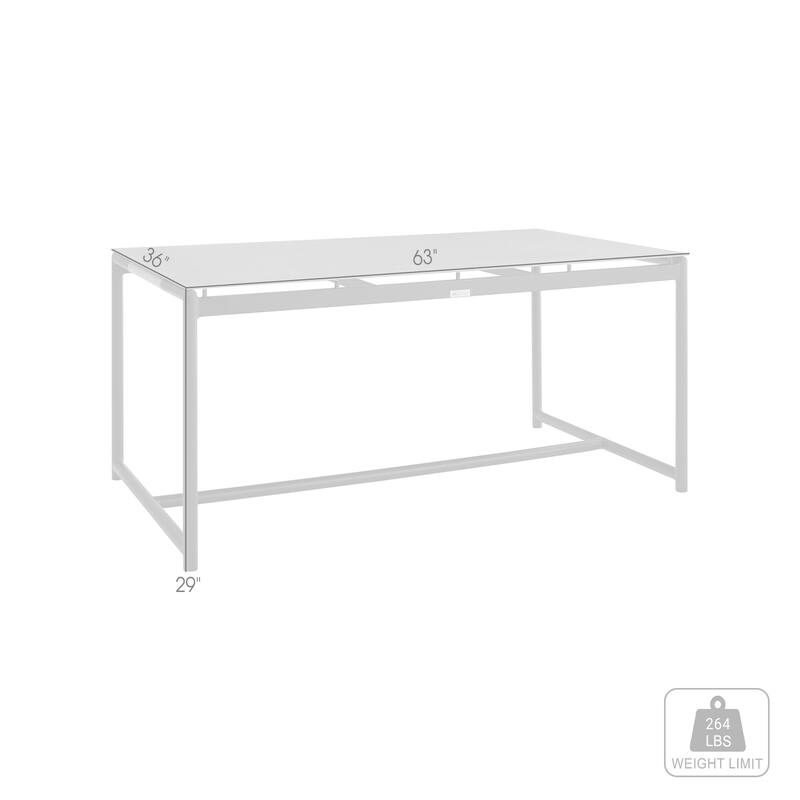 Outdoor Dining Table - Aluminum & Teak Patio Table - 6 Seater - Modern Design - 63