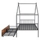 preview thumbnail 24 of 26, Twin Size Metal House Bed with Two Drawers and Roof for Kids, Boys and Girls, Bedroom