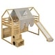 preview thumbnail 66 of 78, Twin/Full Size House Loft Bed with Slide and Tent, Wooden House Bed with Roof Frame, Storage Shelves & Car Shaped Storage Unit