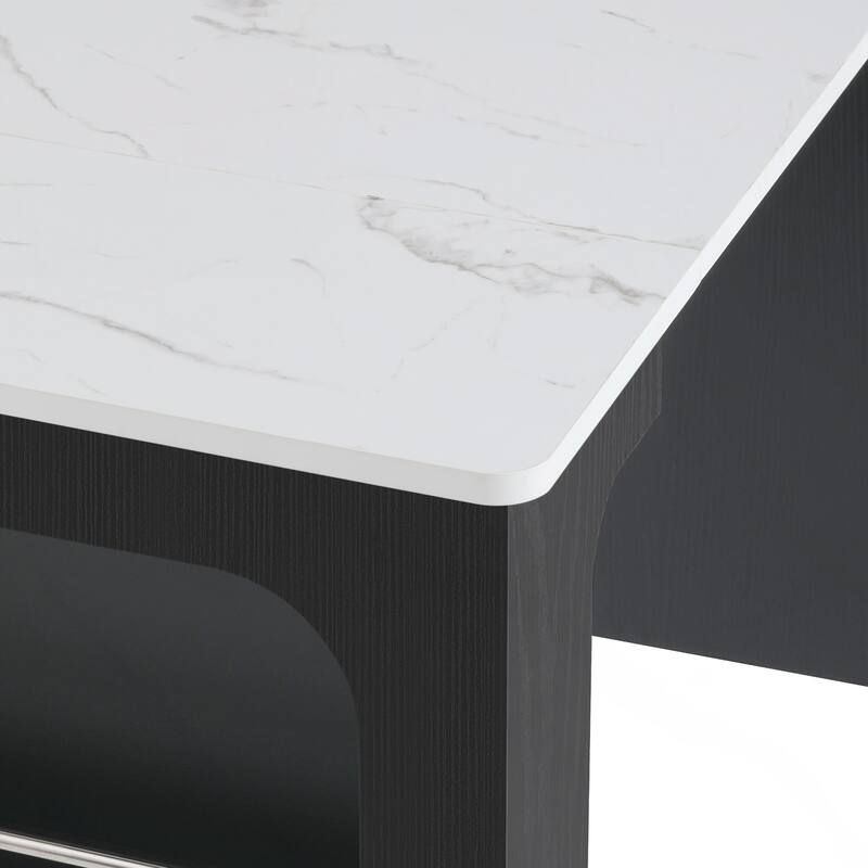 Kitchen Storage Table with Double-sided Storage, Kitchen Island with 2 Drawers