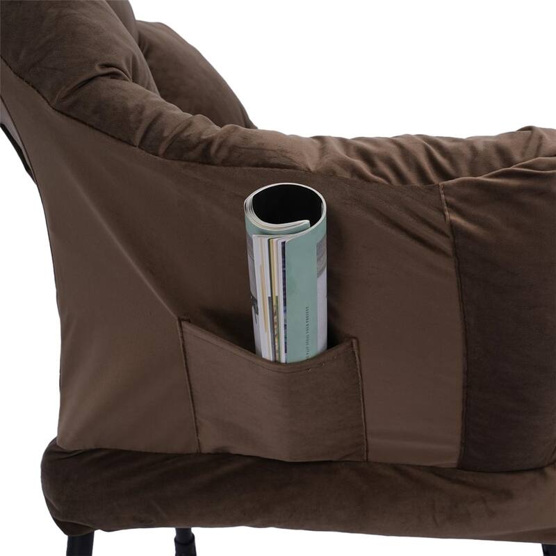 Modern Steel Frame Leisure Sofa Chair with Armrests and A Side Pocket