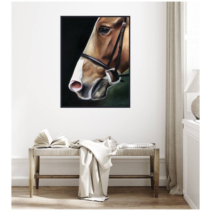 Kate and Laurel Chestnut Horse by Mary Sparrow Framed Canvas Wall Art Print