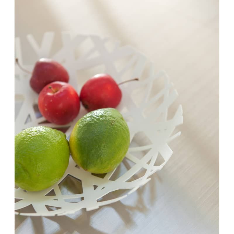 Yamazaki Home Fruit Bowl, Steel - L 10.24 x W 10.24 x H 1.77 inches