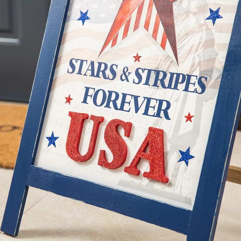 Glitzhome 24"L Wooden Patriotic Americana Wall Hanging Sign Porch Decor - 24 x 15