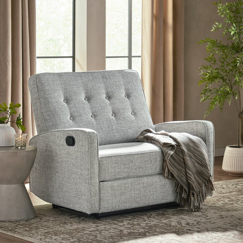 Christopher Knight Home Calliope Tufted Oversized Recliner Chair - Light Grey Tweed/Black