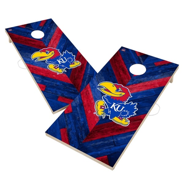 slide 2 of 5, Kansas Jayhawks Cornhole Board Set Include Carrying Case