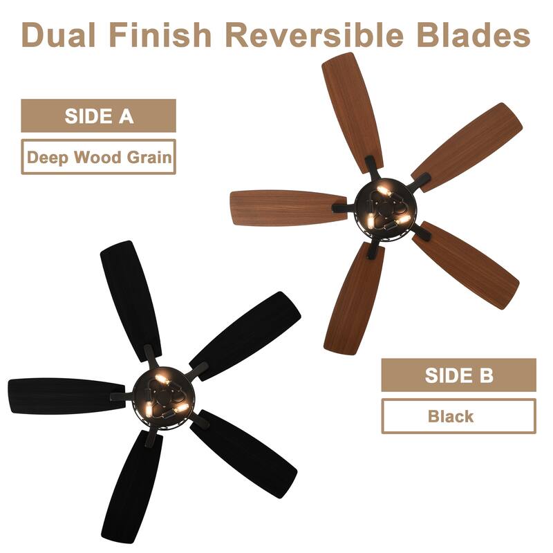 Bella Depot 52" Modern Gold Ceiling Fan with Light and Remote 6-Speed Large Caged Ceiling Fan